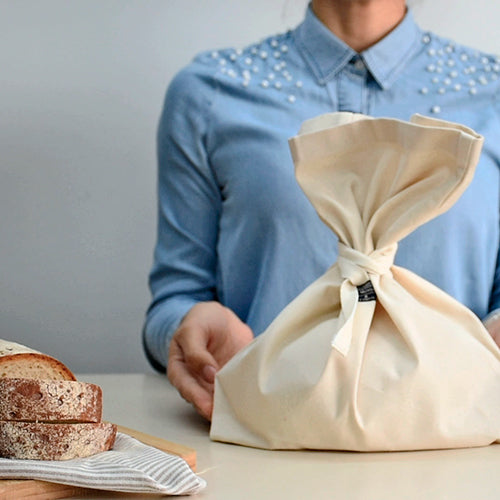 Bolsa de tela para pan crujiente: Mantiene la corteza crujiente y el interior suave por más tiempo