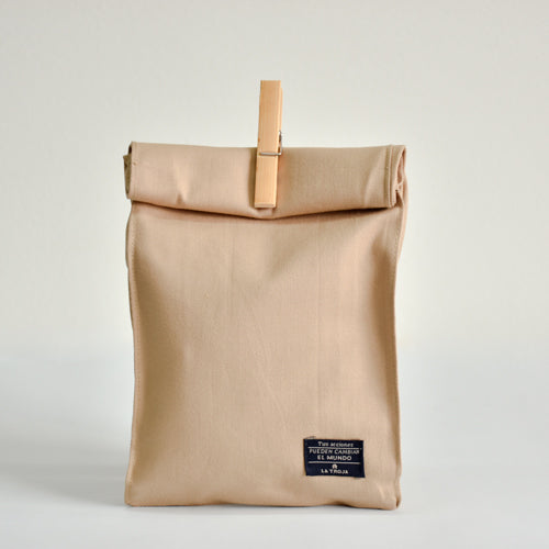 bolsa reutilizable con ajuste de gancho de bambú para llevar snacks saludables cuando sales de casa